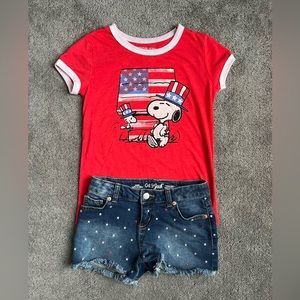 Girls Tee and denim short set